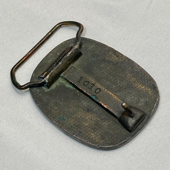 Belt Buckle Copper Brass Toned Japanese Maple Tree Leafs Design VTG Marked 1010 - Picture 10 of 12